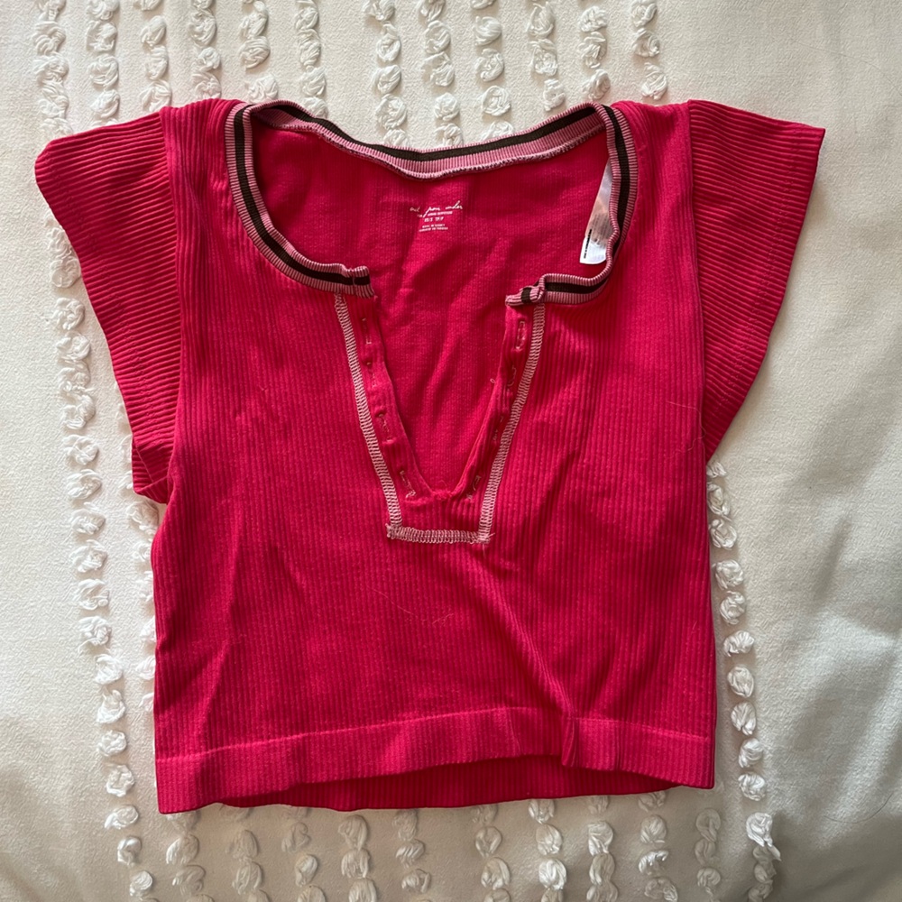 Urban Outfitters Out From Under Pink Ribbed Cropped Top